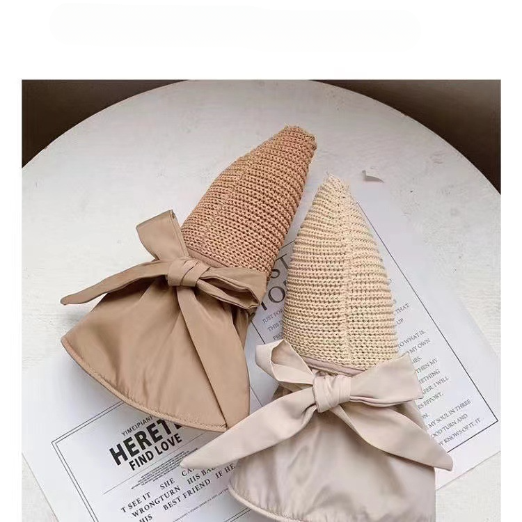 Wholesale Bowknot Black Rubber Fisherman's Straw Hat